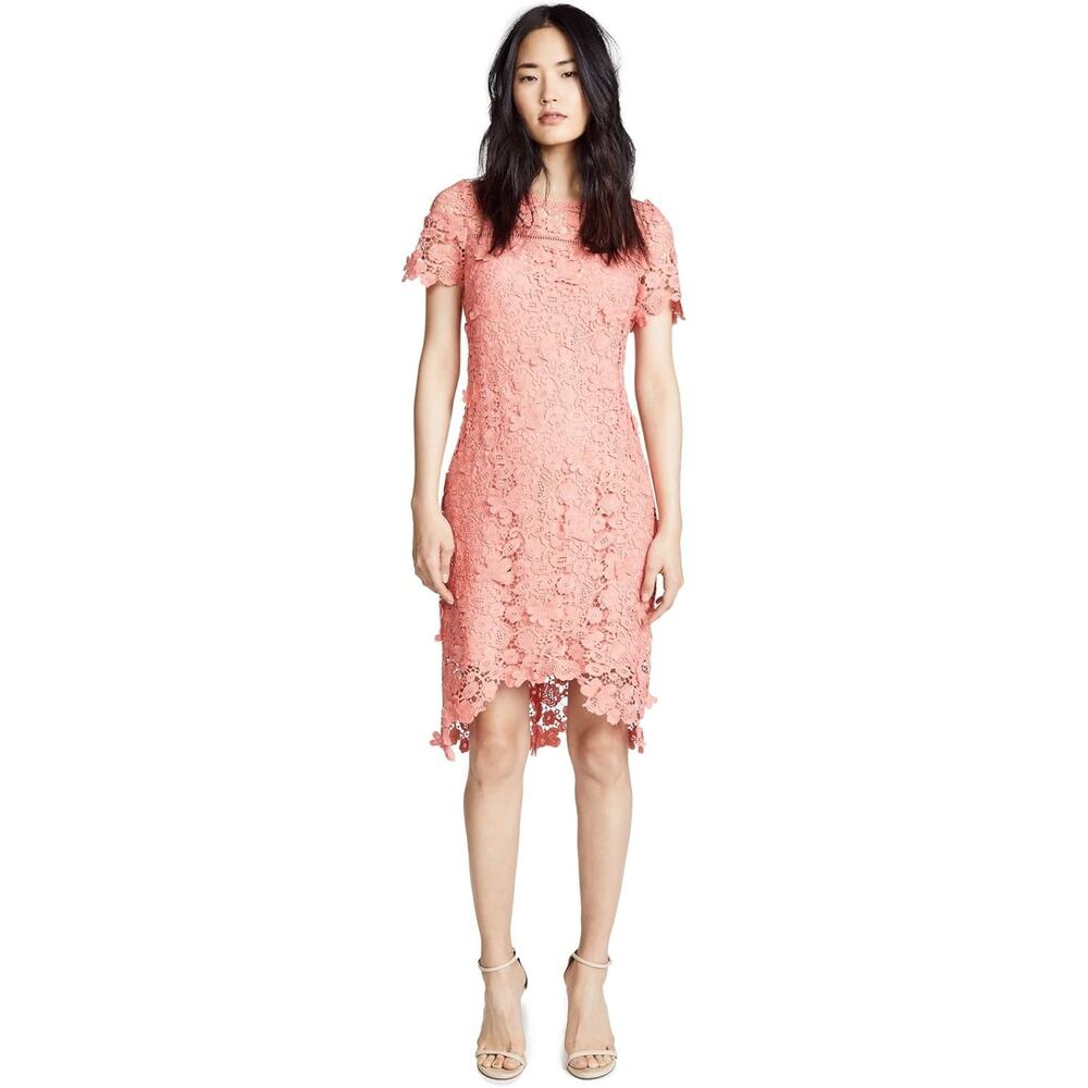 Shoshanna Women Coral Pink Floral Cutout Cocktail Dress US 8
